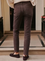 Chocolate Brown - Slim Mid Rise Stretch Jeans - Larawan 3 ng 8