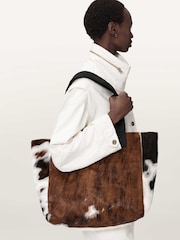 AllSaints Brown Izzy Cow Leather Tote - Image 1 of 5