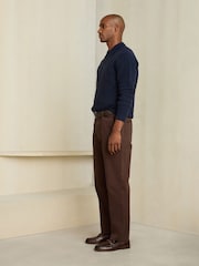Brown Straight Fit Belted Soft Touch Chino Trousers - Image 2 of 6