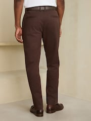 Brown Straight Fit Belted Soft Touch Chino Trousers - Image 4 of 6
