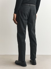 Charcoal Grey Straight Fit Printed Belted Soft Touch Chino Trousers - Image 4 of 10