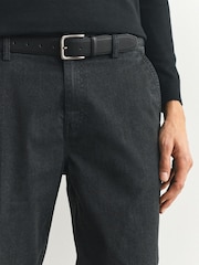 Charcoal Grey Straight Fit Printed Belted Soft Touch Chino Trousers - Image 5 of 10