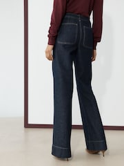 Indigo Blue Patch Pocket Wide Leg Jeans - Image 4 of 8