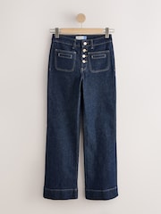 Indigo Blue Patch Pocket Wide Leg Jeans - Image 6 of 8