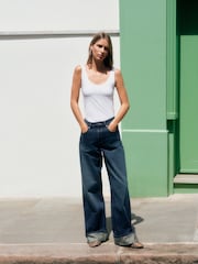 Dark Blue Boyfriend Turnup Jeans - Image 1 of 6