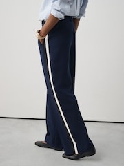 Navy Side Stripe Tailored Wide Leg Trousers - Image 3 of 7