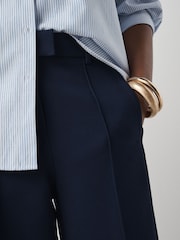 Navy Side Stripe Tailored Wide Leg Trousers - Image 4 of 7
