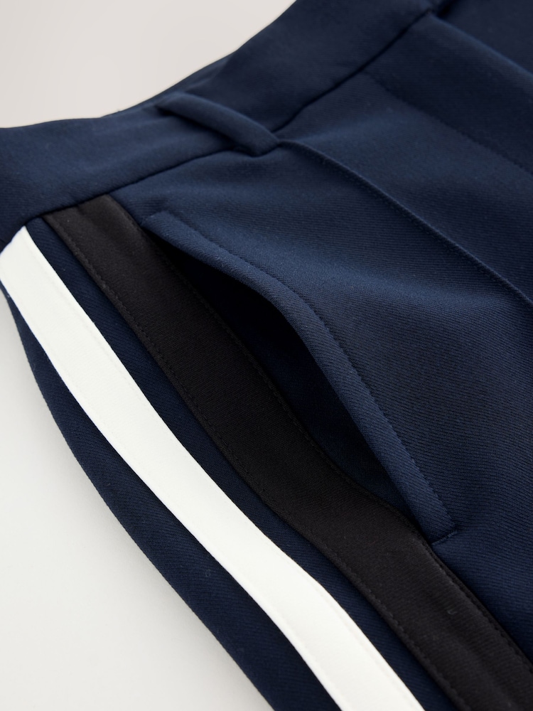 Navy Side Stripe Tailored Wide Leg Trousers - Image 7 of 7 Navy Side Stripe Tailored Wide Leg Trousers - Image 7 of 7