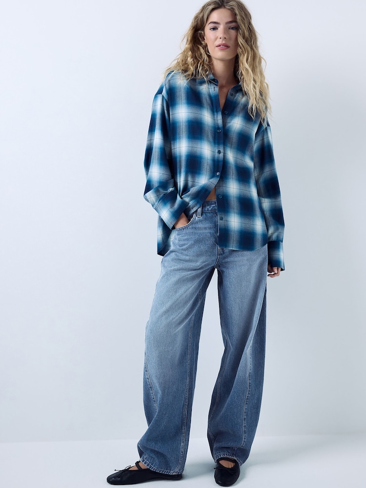 Mid Blue Mid Rise Relaxed Barrel Jeans - Image 2 of 8 Mid Blue Mid Rise Relaxed Barrel Jeans - Image 2 of 8
