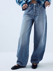 Mid Blue Mid Rise Relaxed Barrel Jeans - Image 3 of 8