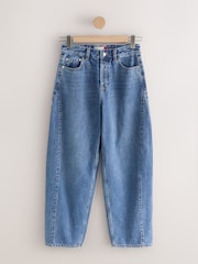 Mid Blue Mid Rise Relaxed Barrel Jeans - Image 6 of 8