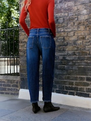 Dark Blue Barrel Leg Jeans - Image 3 of 7