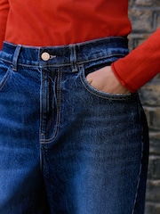 Dark Blue Barrel Leg Jeans - Image 4 of 7