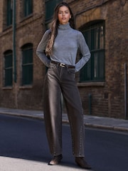 Chocolate Brown N.Premium Twisted Seam Barrel Leg Jeans - Image 1 of 9