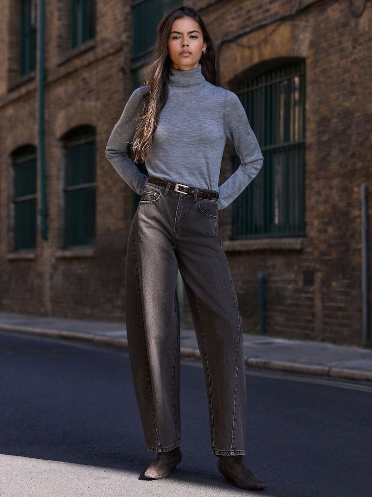 Chocolate Brown N.Premium Twisted Seam Barrel Leg Jeans - Image 1 of 9 Chocolate Brown N.Premium Twisted Seam Barrel Leg Jeans - Image 1 of 9
