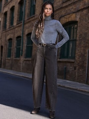 Chocolate Brown N.Premium Twisted Seam Barrel Leg Jeans - Image 2 of 9