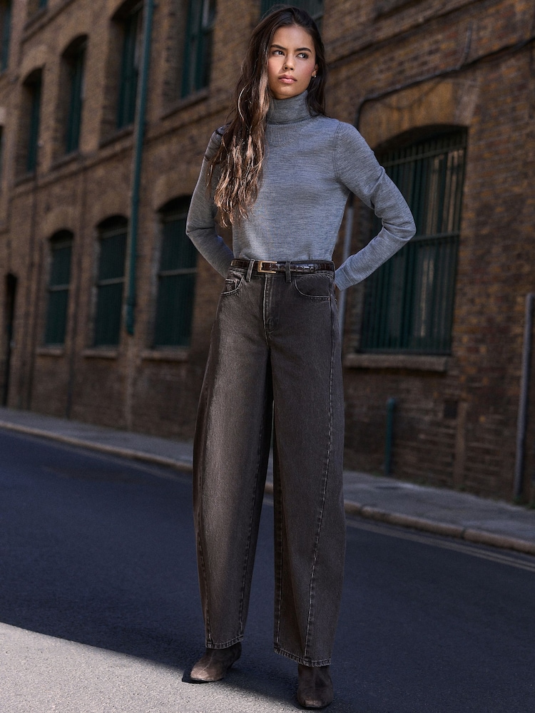 Chocolate Brown N.Premium Twisted Seam Barrel Leg Jeans - Image 2 of 9 Chocolate Brown N.Premium Twisted Seam Barrel Leg Jeans - Image 2 of 9