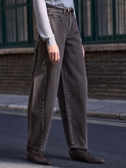 Chocolate Brown N.Premium Twisted Seam Barrel Leg Jeans - Image 3 of 9