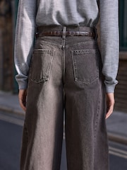 Chocolate Brown N.Premium Twisted Seam Barrel Leg Jeans - Image 5 of 9
