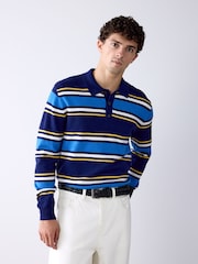 Blue Striped Knitted Rugby Shirt - Image 1 of 3