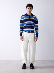 Blue Striped Knitted Rugby Shirt - Image 2 of 3