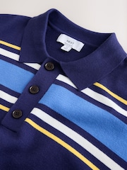 Blue Striped Knitted Rugby Shirt - Image 6 of 7