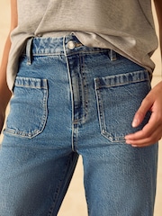 Mid Blue Patch Pocket Flare Jeans - Image 5 of 8
