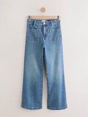 Mid Blue Patch Pocket Flare Jeans - Image 6 of 8