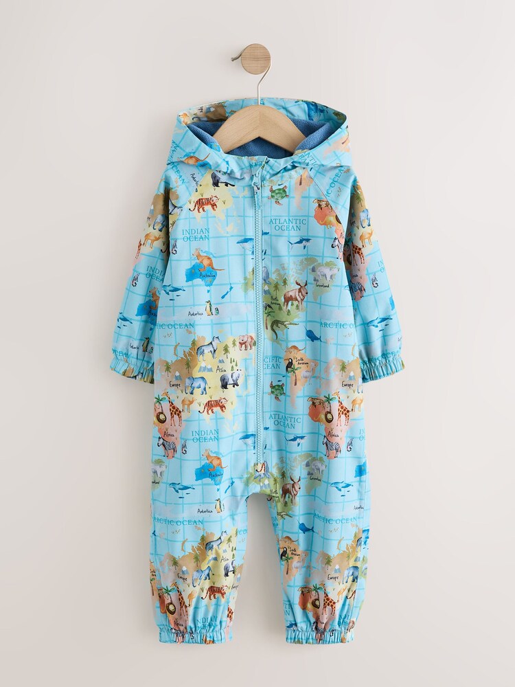 Map Print Waterproof Fleece Lined Puddlesuit (3mths-7yrs) - Image 1 of 4 Map Print Waterproof Fleece Lined Puddlesuit (3mths-7yrs) - Image 1 of 4
