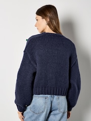 Apricot Blue Chunky Knit Strawberry Cardigan - Image 5 of 5
