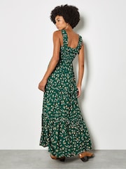 Apricot Green Ditsy Floral Smocked Maxi Dress - Image 2 of 5