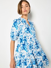 Apricot Blue Floral Print Cotton Mini Dress - Image 2 of 4