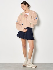 Apricot Natural Applique Daisies Chunky Knit Cardigan - Image 3 of 5