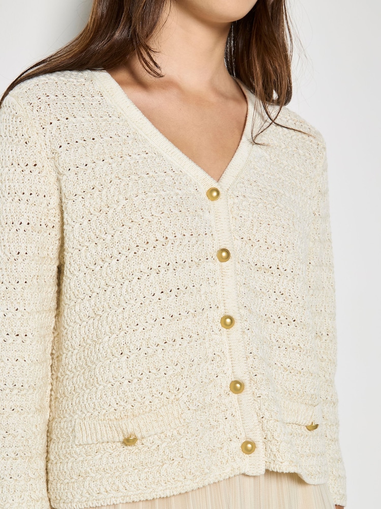 Apricot Shimmer Cotton Cardigan - Bild 2 von 5