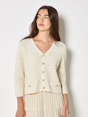 Apricot Shimmer Cotton Cardigan - Bild 3 von 5