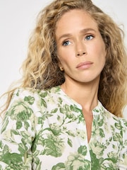 Apricot Green Floral Print Cotton Mini Dress - Image 4 of 4