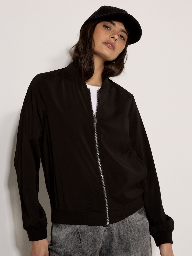 Apricot Black Lightweight Woven Bomber Jacket - Image 1 of 4