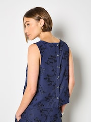 Apricot Embroidered Floral Linen Blend Shell Top - 画像 2 / 4