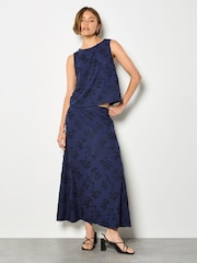 Apricot Embroidered Floral Linen Blend Shell Top - 画像 4 / 4