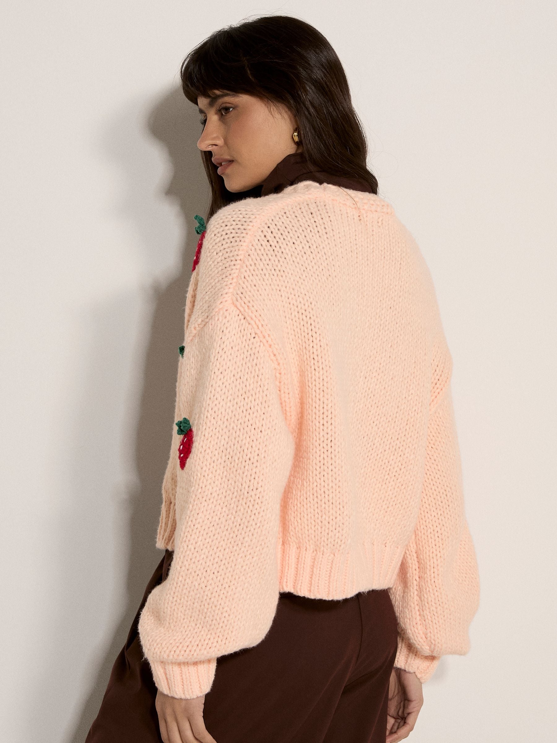 Buy Apricot Peach Chunky Knit Strawberry Cardigan from Next Canada