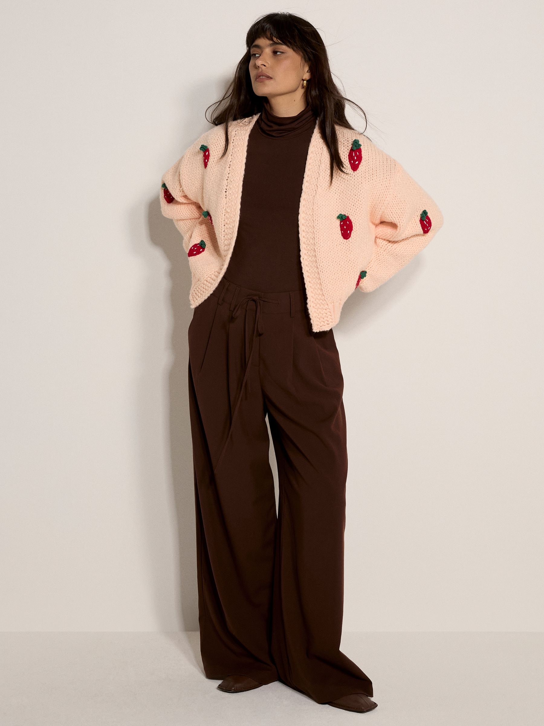 Buy Apricot Peach Chunky Knit Strawberry Cardigan from Next Canada
