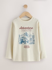 Berry/Green/Ecru Graphic Long Sleeve Relaxed Fit T-Shirts 3 Pack (3-16yrs) - Image 3 of 7
