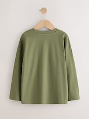Berry/Green/Ecru Graphic Long Sleeve Relaxed Fit T-Shirts 3 Pack (3-16yrs) - Image 5 of 7
