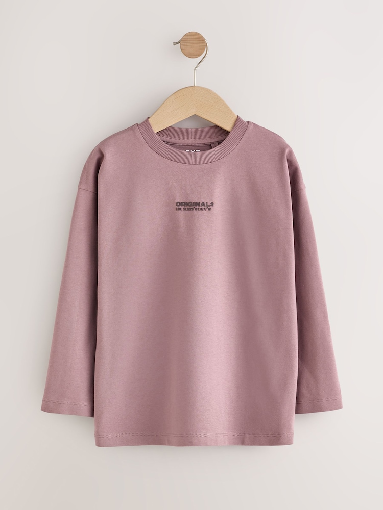 Blue/Mauve/Brown Originals Long Sleeve Relaxed Fit T-Shirts 4 Pack (3-16yrs) - Image 2 of 8