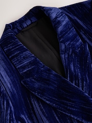 Cobalt Blue N.Premium Crinkle Velvet Belted Blazer - Image 6 of 7