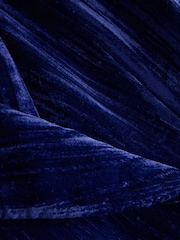 Cobalt Blue N.Premium Crinkle Velvet Belted Blazer - Image 7 of 7