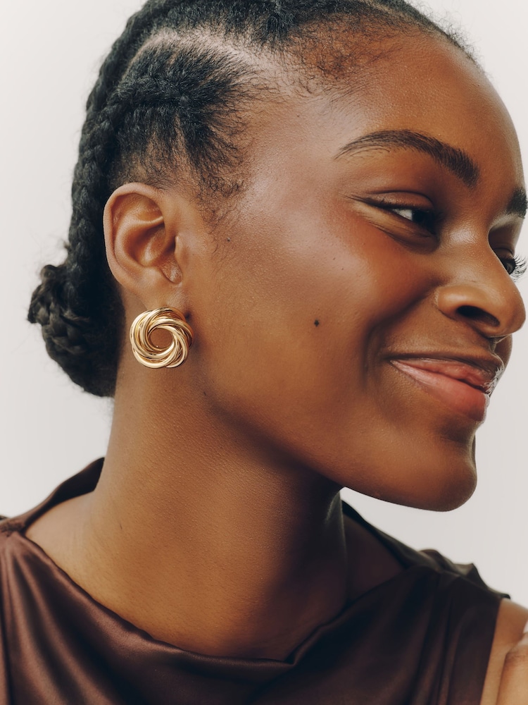 Gold Tone Heritage Twist Statement Stud Earrings - Image 1 of 6