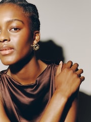 Gold Tone Heritage Twist Statement Stud Earrings - Image 3 of 6