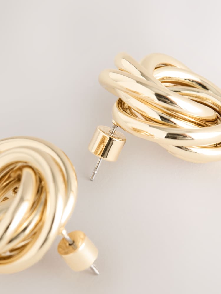 Gold Tone Heritage Twist Statement Stud Earrings - Image 6 of 6
