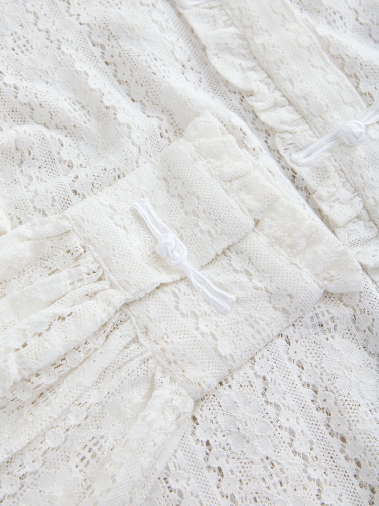 Ecru Long Sleeved Lace Fastening Blouse - Image 6 of 6 Ecru Long Sleeved Lace Fastening Blouse - Image 6 of 6